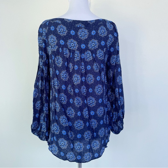 Anthropologie MAEVE Boswell Blue Peasant Longsleeve Blouse US size 6 M Medium - Picture 6 of 11
